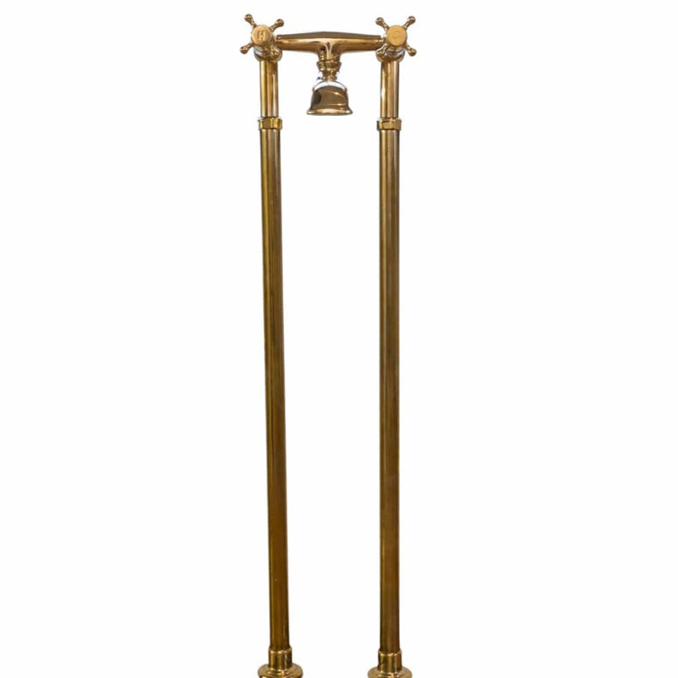 Traditional floor-mounted bath faucet in unlacquered brass, the Francone BT25F classic bathroom tap.