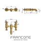Technical drawing with dimensions for the Francone BT25Z Bold wall-mounted brass bath filler faucet.
