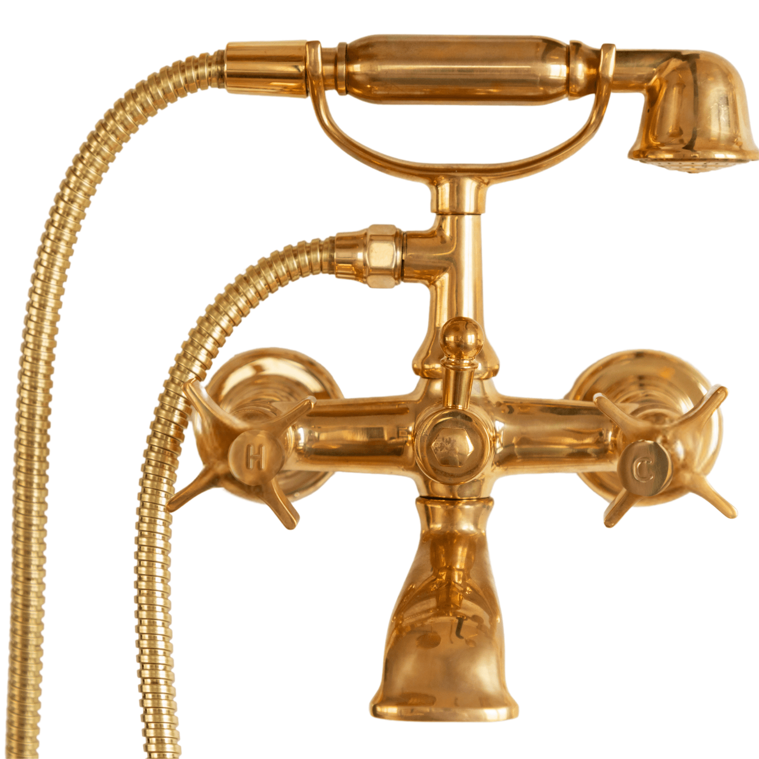 Traditional Francone BT26 wall-mounted bath filler tap and hand shower faucet in solid brass.