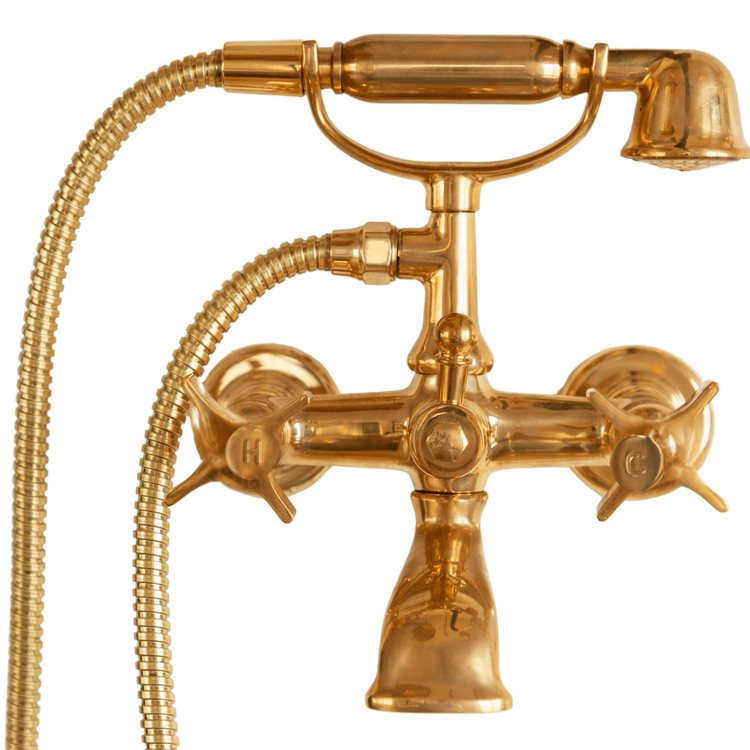 Traditional Francone BT26 wall-mounted bath filler tap and hand shower faucet in solid brass.