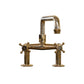 Francone BT29 traditional deck mounted tap in unlacquered brass with two cross-head handles.