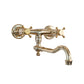 Francone BT30 traditional wall mounted tap with a swivel spout in unlacquered brass finish.