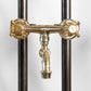 Francone BT30 traditional wall mounted tap with a swivel spout and two unlacquered brass cross handles.