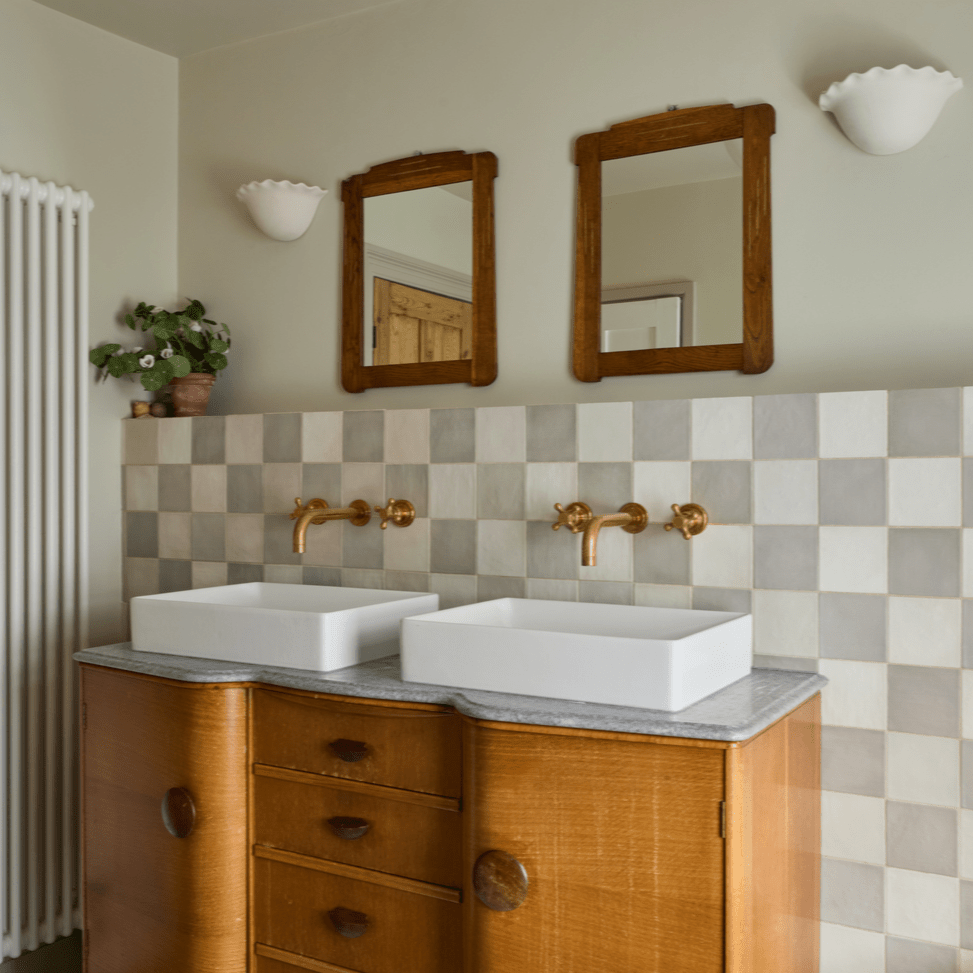 Two traditional Francone BT34 brass faucets styled by Palmer & Stone and Mel Architects.