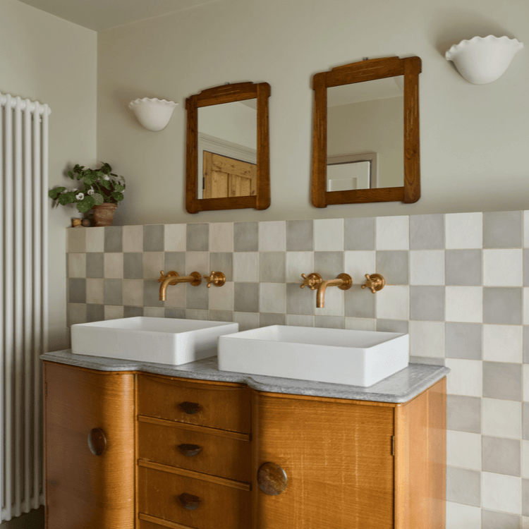 Two traditional Francone BT34 brass faucets styled by Palmer & Stone and Mel Architects.