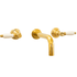 Francone BT34C traditional wall-mounted brass bathroom tap faucet with white ceramic lever handles.