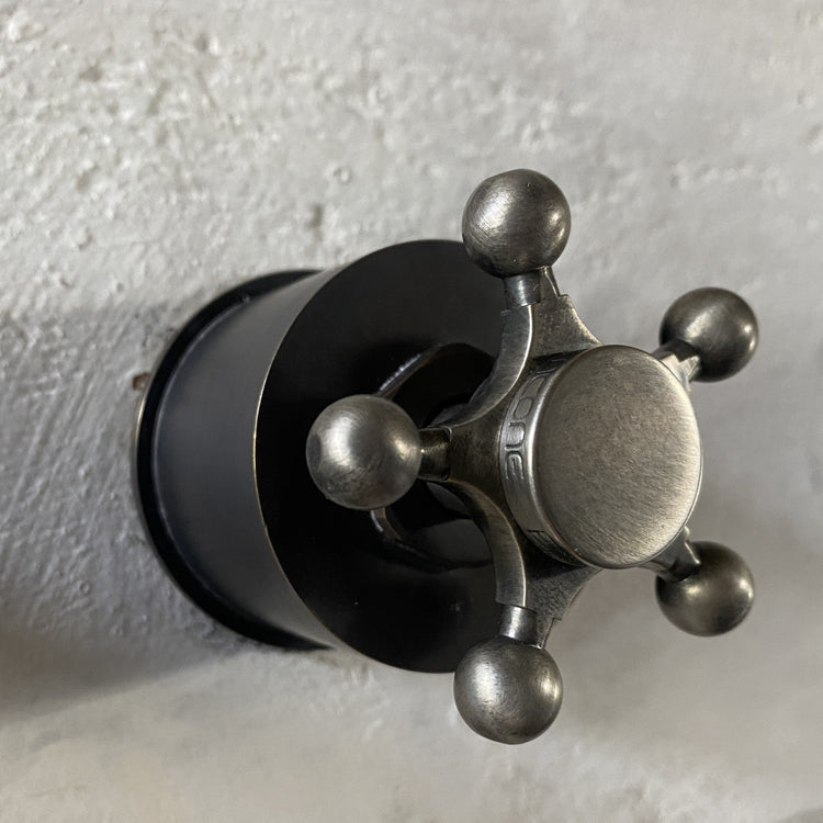 Bespoke gunmetal solid brass Francone BT34M traditional bathroom faucet tap detail.