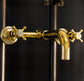 Close-up of the solid brass Francone BT34S wall-mounted tap, a bespoke traditional bathroom faucet.