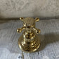 Detail of the Francone BT38 traditional bathroom faucet handle in unlacquered brass.