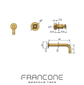 Technical drawing with dimensions for the Francone BT4 wall-mounted bathroom tap and progressive mixer faucet.