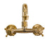 Francone BT40 wall mounted traditional hot and cold tap in unlacquered brass with cross handles.