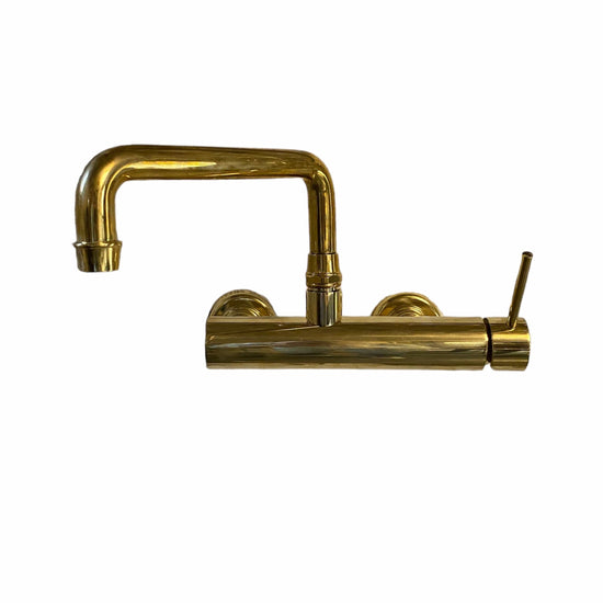 Francone BT40M traditional wall-mounted mixer tap in unlacquered brass, a classic bathroom faucet.