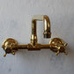 Traditional wall-mounted Francone BT40S solid brass bathroom faucet in an unlacquered finish.