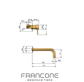 Technical drawing with dimensions for the Francone BT42 wall-mounted solid brass bathroom faucet.
