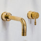 Francone BT42 solid brass wall-mounted mixer tap, a two-hole bathroom faucet with a curved spout.