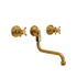 Francone BT43 traditional wall-mounted unlacquered brass faucet with an S-spout and double crosshead handles.