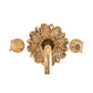 Francone BT44 wall mounted unlacquered brass taps feature an elaborate ornamental plate and separate hot and cold controls.