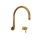 Francone BT45 wall mounted unlacquered brass bathroom faucet with a swivel spout and mixer, made in Italy.