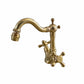 Francone BT46 traditional unlacquered brass bidet faucet with double cross handles.