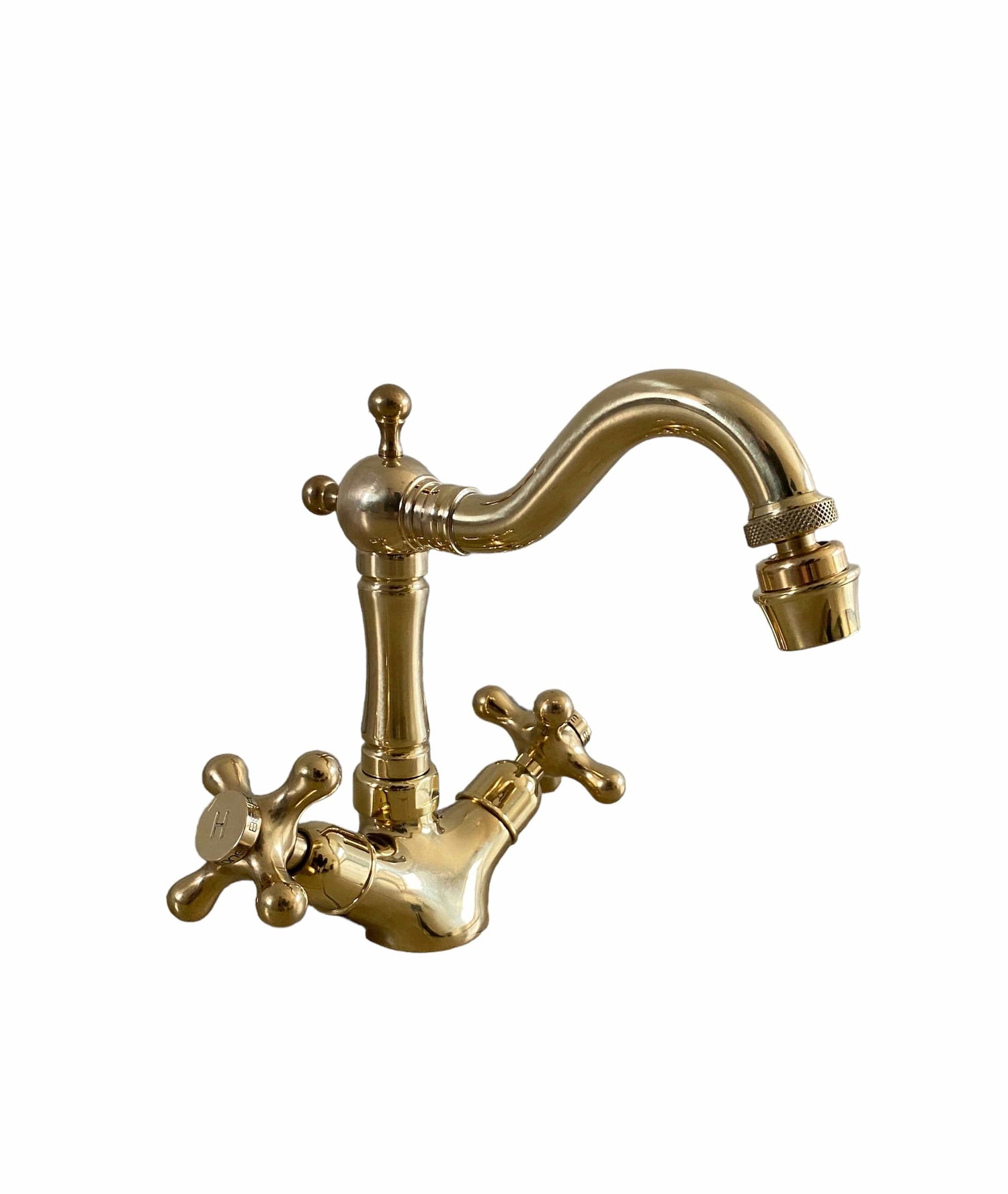Traditional Francone BT46 unlacquered brass bidet tap, also a faucet, for a vintage bathroom style.