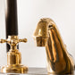 Close-up of the Francone BT47 traditional deck-mounted solid brass bathroom tap and faucet handle.