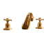Francone BT47 traditional three-hole deck-mounted bathroom faucet in unlacquered brass.