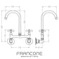 Technical drawing with dimensions for the Francone BT49LW wall-mounted kitchen tap, also a faucet.