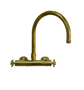 Traditional solid brass Francone BT49T thermostatic wall-mounted kitchen tap, also a faucet, with curved swivel spout.