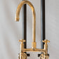 Francone BT49W traditional wall-mounted kitchen faucet in solid unlacquered brass.