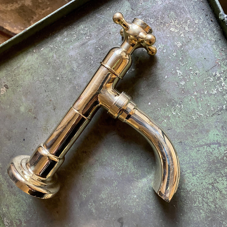 Traditional Francone BT50D solid brass single pillar tap, a bespoke bathroom faucet in unlacquered brass.