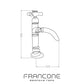 Technical drawing with dimensions for the Francone BT50D solid brass single pillar tap with waterfall spout.