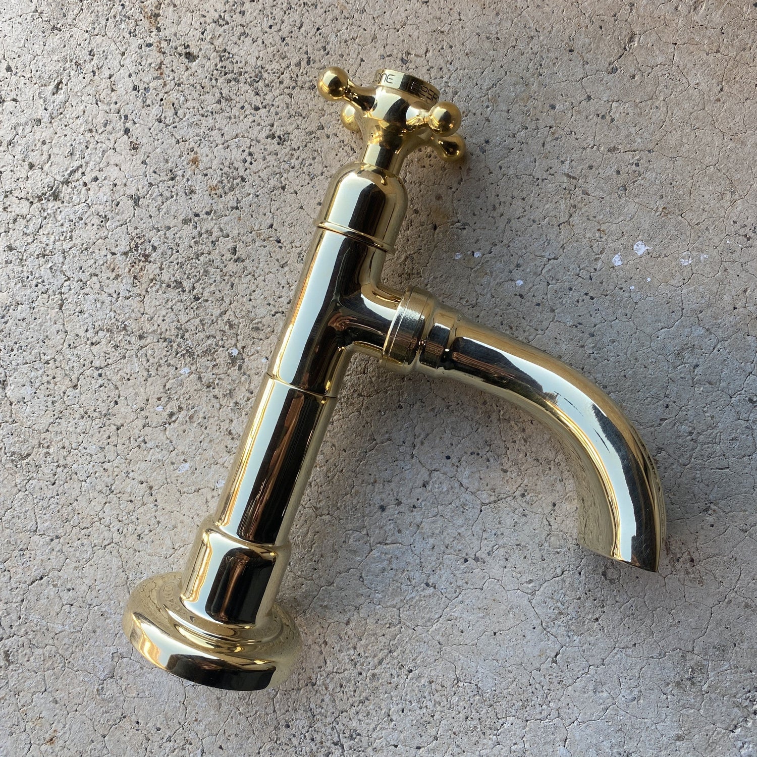Traditional solid brass Francone BT50D deck mounted single pillar faucet with a waterfall spout.