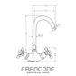 Technical drawing with dimensions for the Francone BT51 classic deck mounted solid brass bathroom tap.