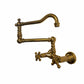 Francone BT54 traditional unlacquered brass kitchen pot filler faucet with double handles.
