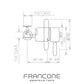 Technical drawing with dimensions for the Francone BT56 wall-mounted progressive mixer bathroom faucet.
