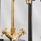 Francone BT57 traditional deck mounted unlacquered brass faucet with double handles.