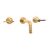 Francone BT58 wall-mounted three-hole basin tap and faucet with handcrafted lever handles in unlacquered brass.