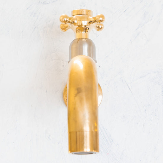 Traditional Francone BT59 wall-mounted bathroom faucet in unlacquered solid brass.