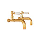 Francone BT59 traditional unlacquered brass wall-mounted taps with white lever handles, a classic bathroom faucet.