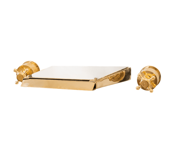 Francone BT61M wall-mounted solid brass waterfall faucet with traditional cross handles.