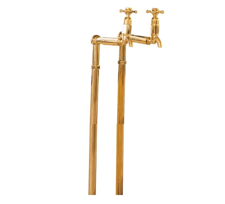 Francone BT62 traditional floor-mounted bath filler tap in unlacquered brass, a vintage solid brass bathroom faucet.