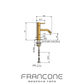 Technical drawing with dimensions for the Francone BT64 bathroom mixer tap faucet.