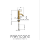 Technical drawing with dimensions for the Francone BT64B solid brass bidet mixer tap and faucet.