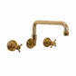 Traditional Francone BT65 wall-mounted unlacquered brass bathroom tap faucet with a swivel bridge spout.