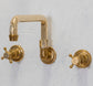 Traditional Francone BT65 wall-mounted unlacquered brass bathroom tap with a swivel bridge spout.
