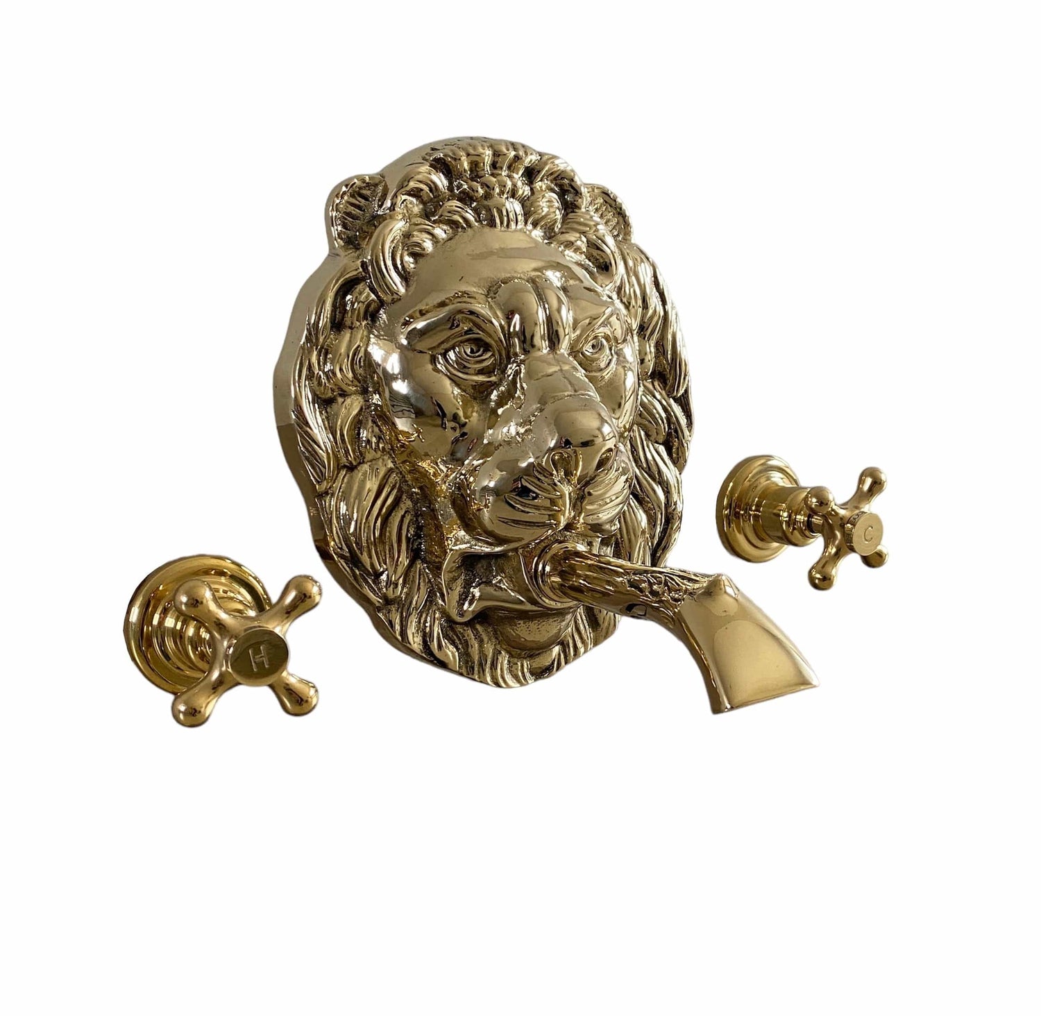 Traditional Francone BT66 solid brass wall-mounted faucet featuring an ornamental regal lion head.