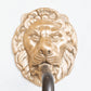 Close-up of the decorative unlacquered brass lion head faucet detail from the Francone BT66 wall-mounted tap.