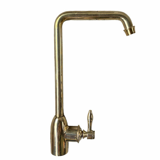 Francone BT69 traditional unlacquered brass kitchen mixer tap faucet with a swivel spout.