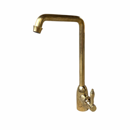 Francone BT69 traditional unlacquered brass kitchen mixer tap faucet with a swivel spout.