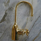 Traditional kitchen filtered water tap, the Francone BT69F faucet in unlacquered brass.